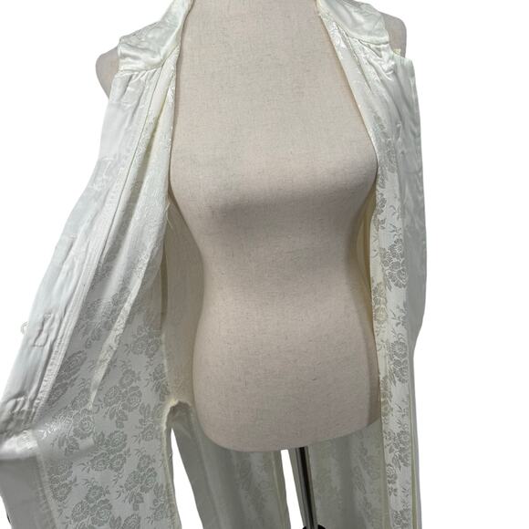 Vtg Cache High Collar Button Down Longline Vest 8 White Phoebe Buffay Coquette - Picture 9 of 11